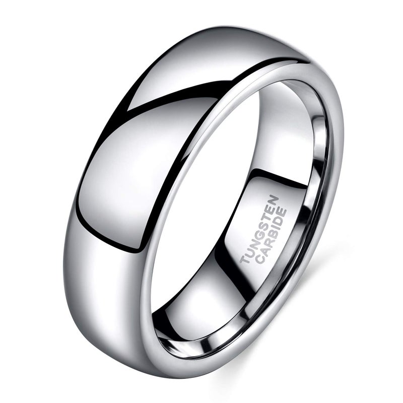 TRUMIUM 6mm White Tungsten Carbide Ring Unisex High Polished Classic Dome His and Hers Wedding Band Comfort Fit Size 9 - Image 1